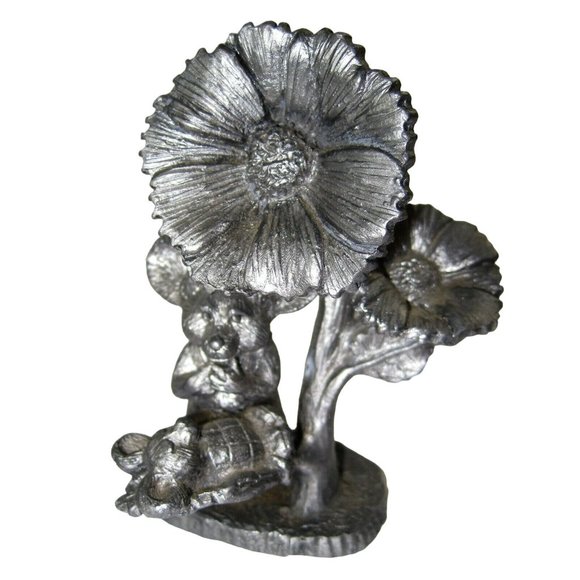 Michael Ricker Pewter 2 Figurine Flowers & Mice, Fairy With Crown Wand & Wings - Picture 3 of 12